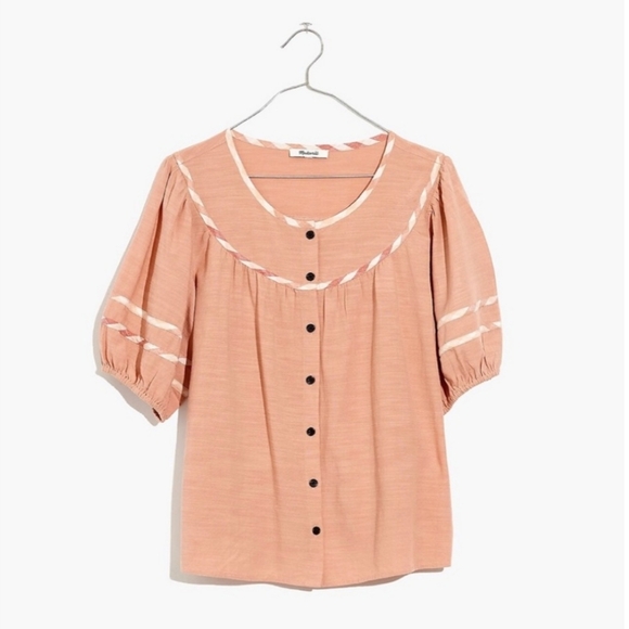 Madewell Gingham trim Curved yoke Top - Picture 10 of 10